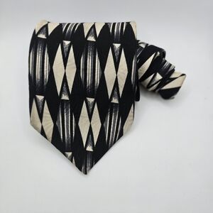 Piattelli Black and Brown Spiral Pattern Silk Tie